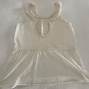 Light cream color sweater tank w/ crochet, XS